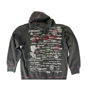 Ecko Unltd Hoodie Mens XXL Black Full Zip Sweater Hip Hop Skater Y2K